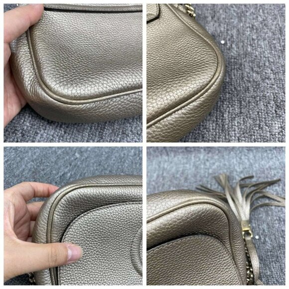 100% Authentic Gucci Soho Gold Metallic Shoulder Bag - Picture 6 of 15